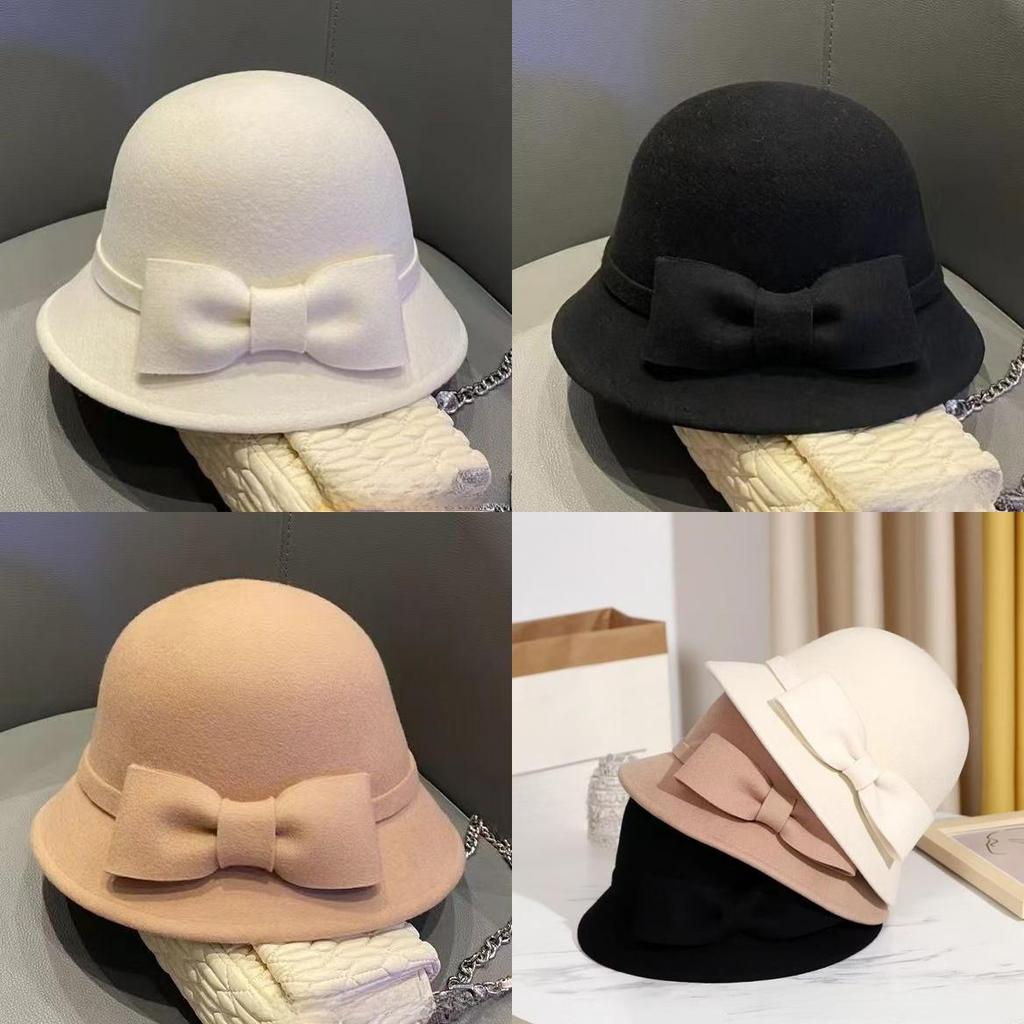 French Chic Style Round Top Hat With Windproof Design For Autumn And Winter Wear