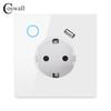 86 Type European WiFi Smart USB Socket with Tempered Glass - Compatible with Google Home & Alexa