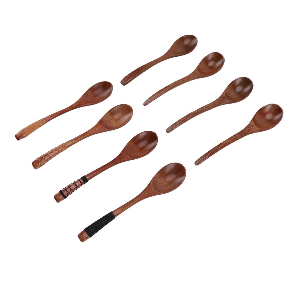 Wood Soup Spoons Japanese Style Wooden Spoon Set Kitchen Utensil for Eating Cooking Mixing Stirring Set 2