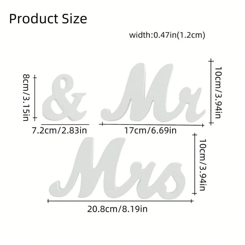 3pcs/set Wooden Mr & Mrs Sign Decoration For Wedding Party, Ceremony Check-In Desk, Dining Table, Suitable For Home, Hotel Decor
