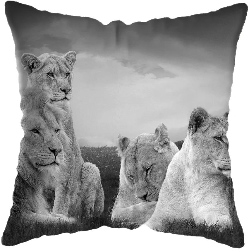 45x45cm Wild Animals Lions Tigers Cushion Cover Pillow Case Decorative Wild Animals Lions Pillow Cover Sofa Chair Pillow Case