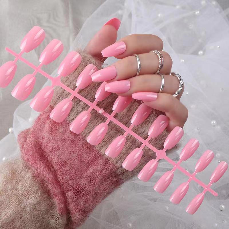 24pcs/set DIY Quick Nails Short Ballet Glossy False Nails Multicolor Strips Finished Wear Manicure