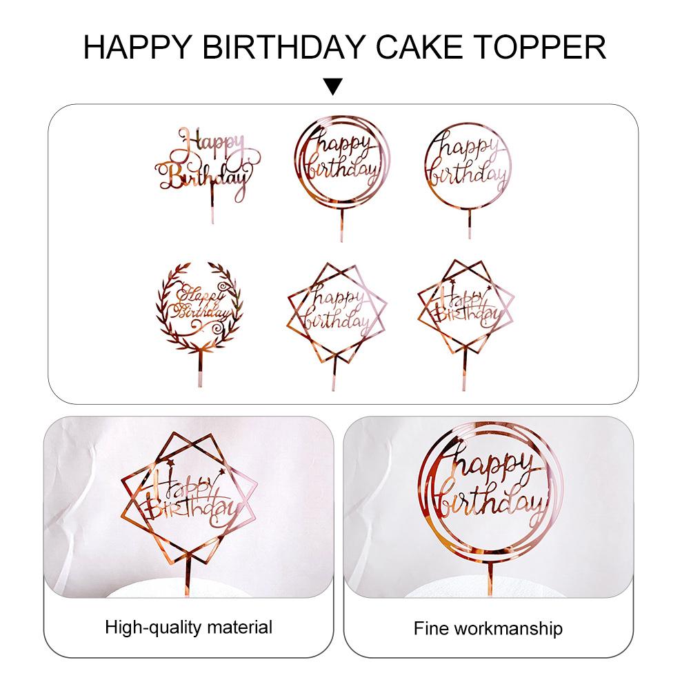 6 PCS Cake Insert Dessert Topper Decoration Picks Decorative Happy Birthday Cupcake Acrylic Child Fruit Cakes