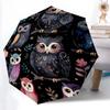 1pc Enchanted Night Owl Automatic Opening and Closing Umbrella - Lightweight 3-Fold Design, Suitable for Fans, Travel, Daily Use - Official Product, I