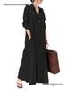 2026 European Cotton Linen Long Sleeve Lapel Shirt Dress with Patch Pocket – Casual, Loose Fit