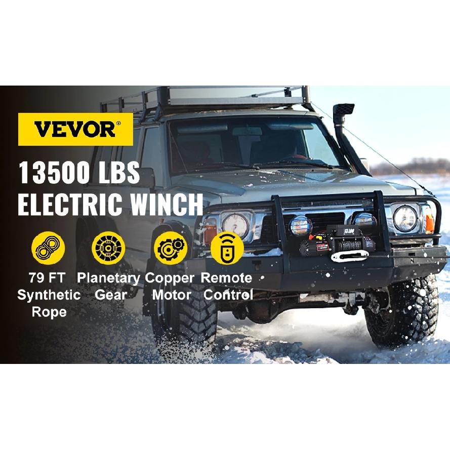 VEVOR Nejlepší cena 13500 LBS Elektrický naviják 12V 6120KG 13500LBS Pro 4X4 92FT Syntetická lana přívěsu Tažný popruh