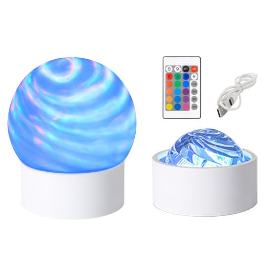 Projector Lamp Warm Ambient Light with 16-Color Crystal Effects And Remote Control Dynamic Wave Projector Dual Lampshades for Bedroom Decoration Mood