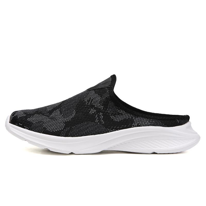 

Shoes summer European and American large size bag head half slippers mesh heel-less flats 35 чёрный