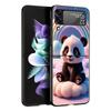 Baby Panda Hard PC Phone Case For Samsung Galaxy Z Flip 7 6 5 4 Black Cover For Galaxy Z Flip 3 Foldable Shell Fundas Capas Bags