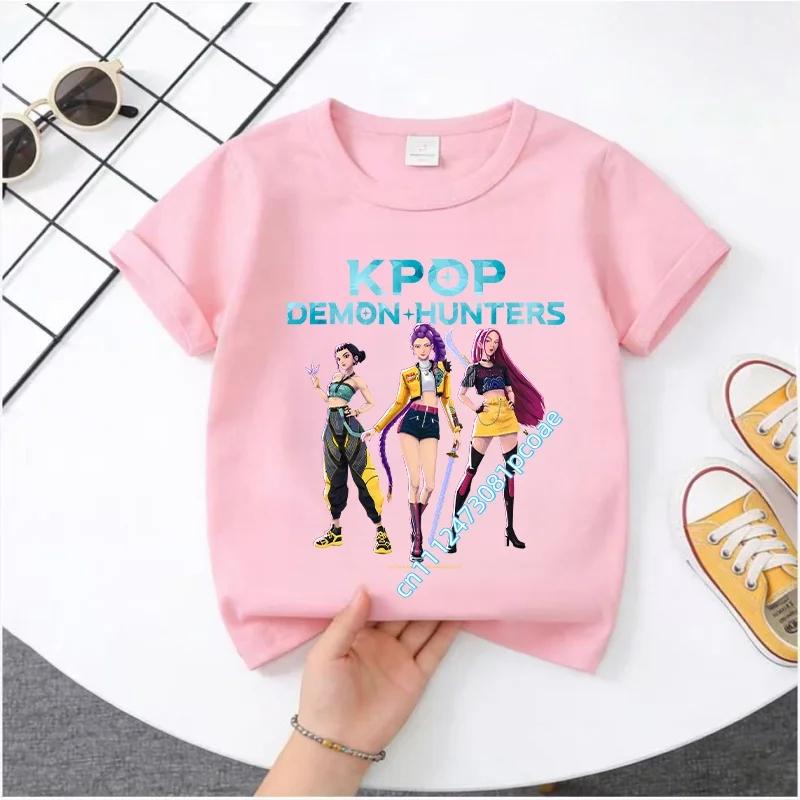 Summer Kpop Demon Hunters Print Graphic Tshirt Kids Clothes 2026 Movie T Shirt Girls Boys Short Sleeve Tops Comfortable T-shirt