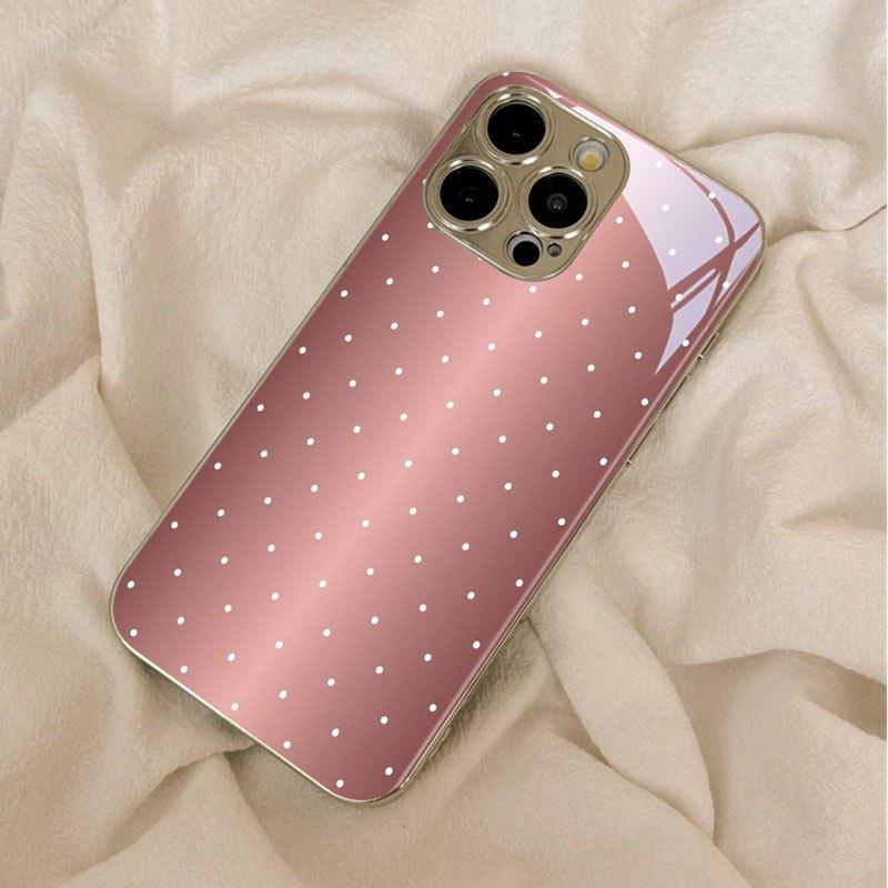 Simple and Sweet New Electroplated Silver Phone Case with White Polka Dot Pattern for iPhone 17 16 15 14 13 12 11 etc