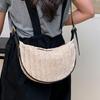 Spring and Summer New Contrasting Colors Casual Simple Straw Dumpling Bag Women's Niche Ins Style Versatile Commuter Vacation Messenger Bag