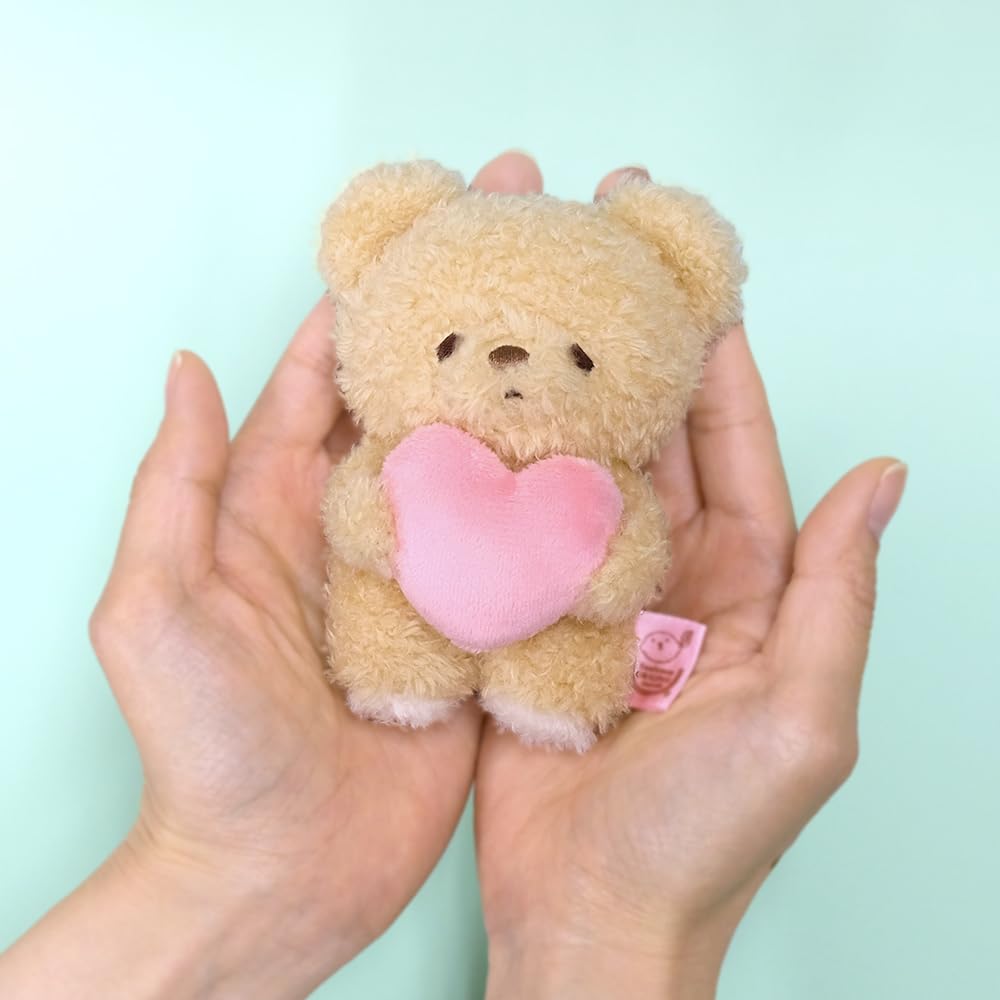Sunlemon Fluffy Heart Bear Beige SS 7 x 6 x 10cm Stuffed Animal P-8962