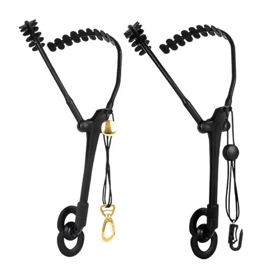 Saxofonový ramenní postroj Nastavitelný saxofonový dvojitý ramenní krční popruh s kovovým otočným hákem pro saxofon barytonový klarinet