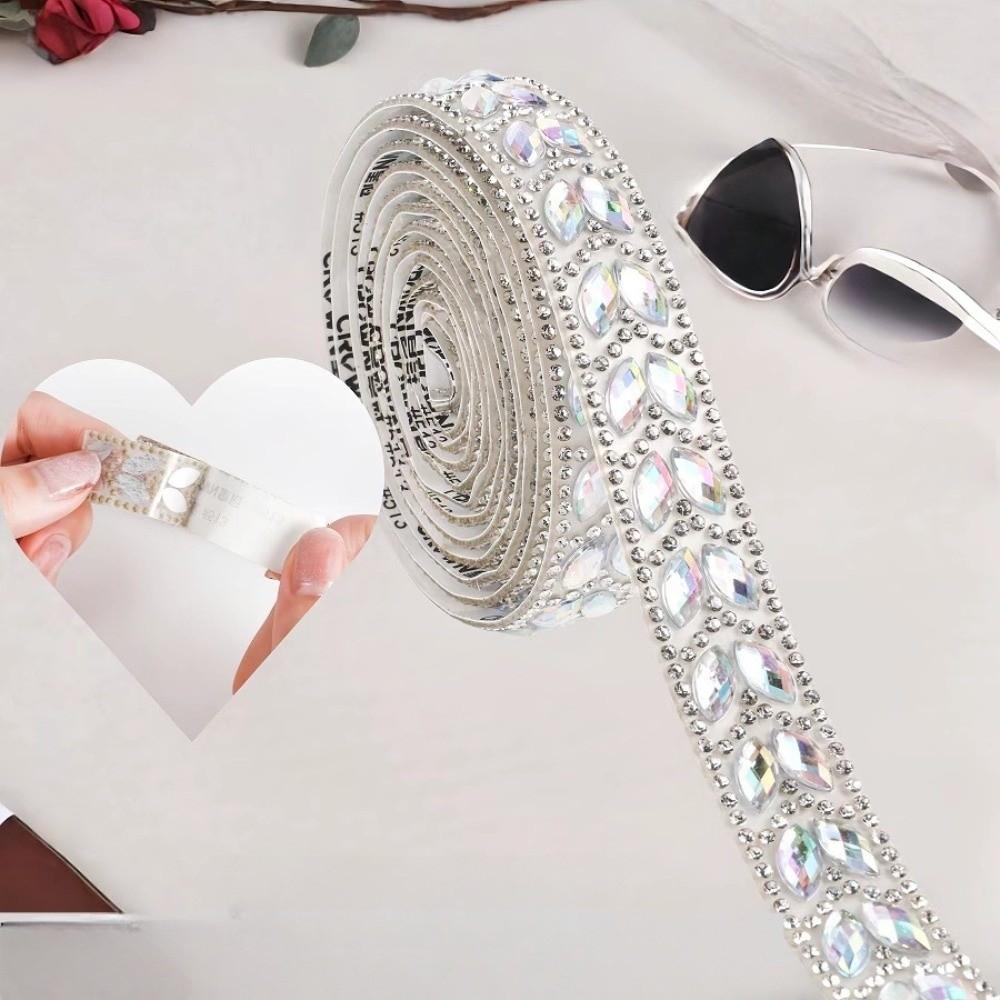 

1 Yard Rhinestone Ribbon Self Adhesive Hot Melt Hot Fix Rhinestone DIY Craft AB Color Self Adhesive Tape Handmade Repair