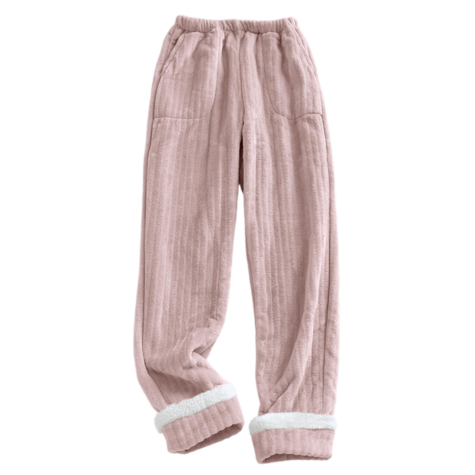 

Женские модные флисовые утепленные длинные пижамные брюки XL розовый
