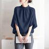 ZANZEA Women Casual Stand Collar Loose 3/4 Sleeve Solid Blouse
