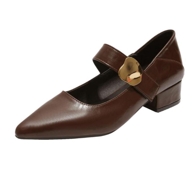 Gentle Mary Jane shoes children spring and autumn new pointed head with skirt brown low heel single shoes trendy girl