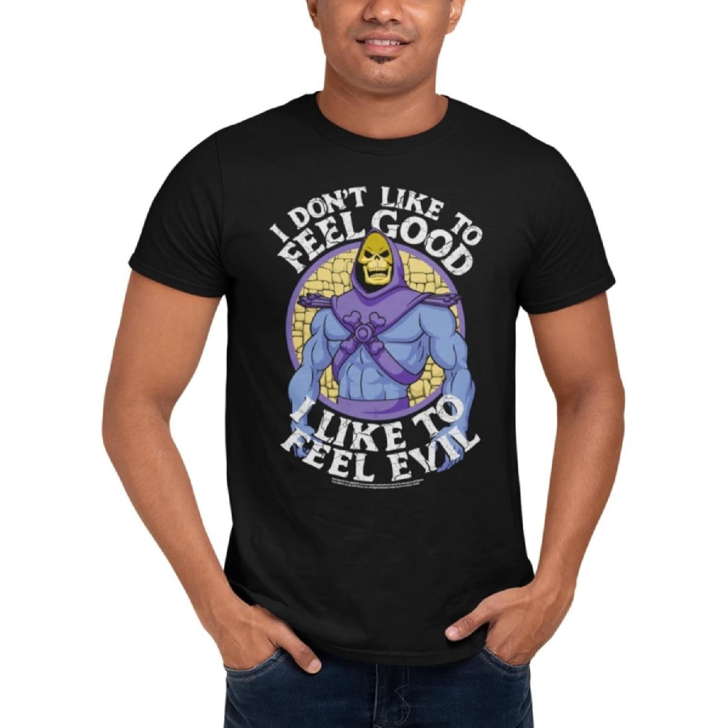 American Classics Masters of The Universe Sci-Fi 80s Movie Skeletor I Like to Feel Evil Adult Short Sleeve T-Shirt Graphic Tee Black S