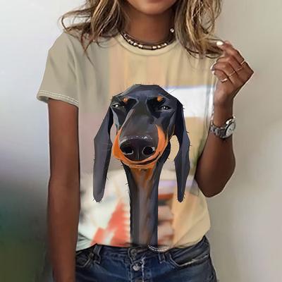 Damen T-Shirts mit süßem Tier-Print, Sommermode, kurze Ärmel, Pullover, lässige Streetwear-Oberteile, übergroße Damenkleidung