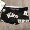 Men's Boxer Briefs with Wide Waistband Mid-rise Patchwork Color Letter Print U-convex Shorts Breathable Sport Panties