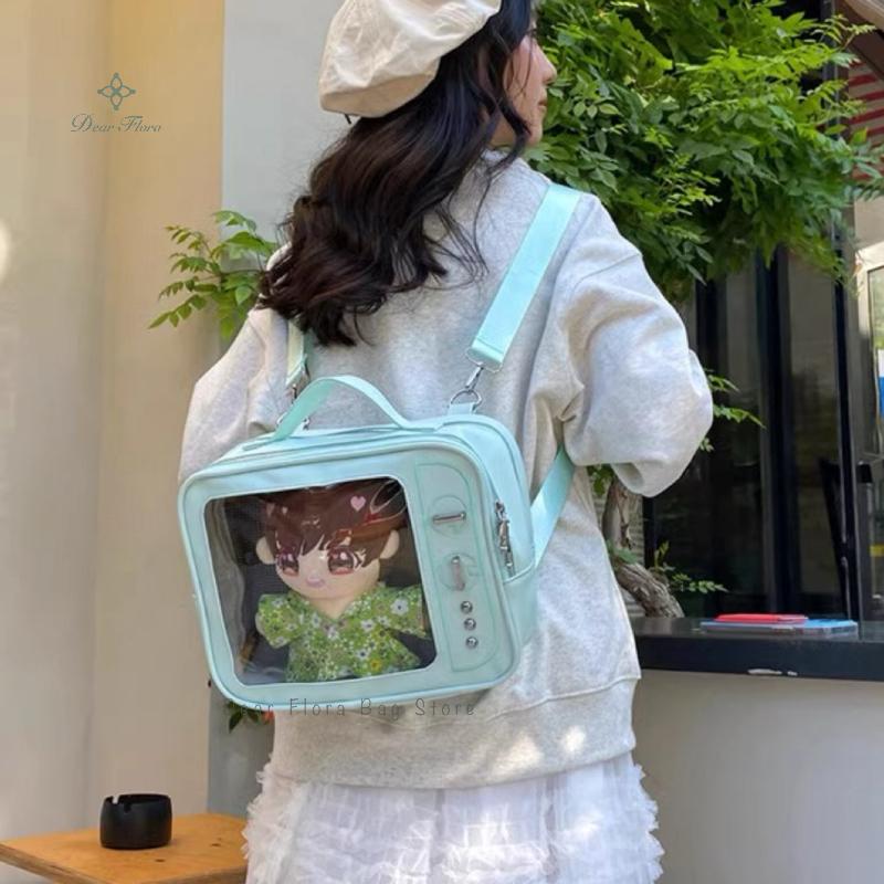 New TV Model Ita Backpacks Cute Girl Transparent Pocket DIY Display Shoulder Bag Fashion Fun Knapsack Y2K Purses Travel Rucksack