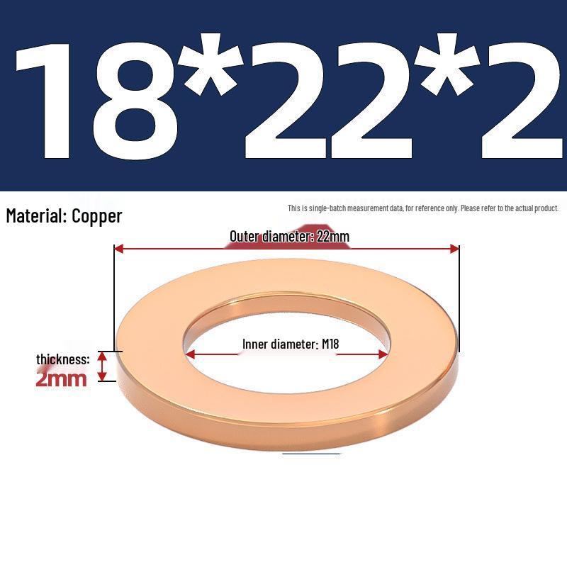 Pure Red Copper Gasket Sealing Ring for Marine Instruments, Metal Flat Washer M3-M60mm