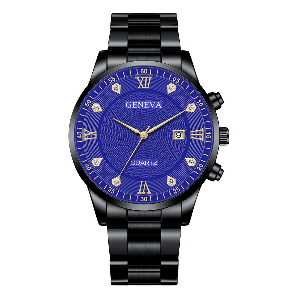 Geneva Mens Business Quartz Watch With Calendar And Alloy Band For Formal Wear