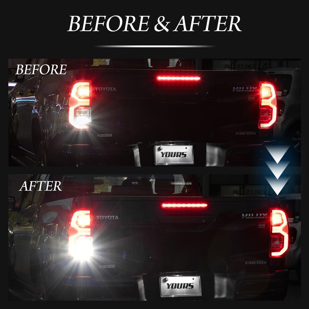 YOURS Genuine LED Replacement Backup Light Bulb for Late Model Hilux 1 Vehicle Inspection Custom S (Fanless Type) - Piece, White, Compliant, Parts,