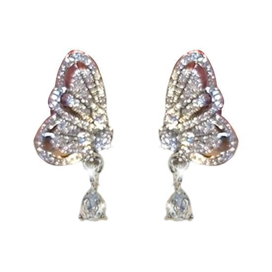 1 Pair Drop Earrings Hollow Butterfly Design Stud Earrings