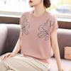 Women's Rhinestone Floral Short-Sleeve T-Shirt