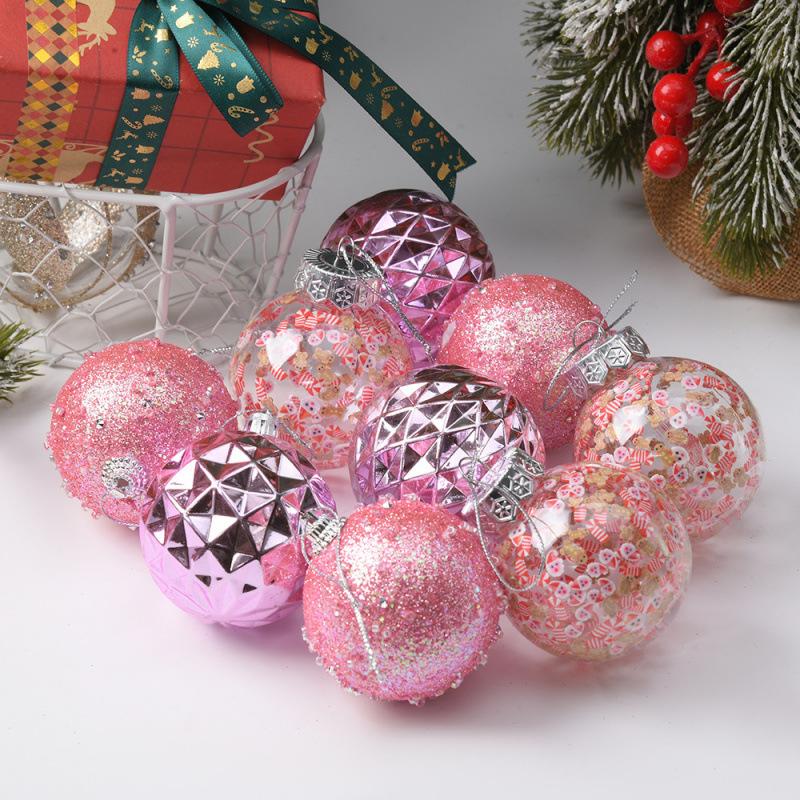 9Pcs 6CM Christmas Decoration Plastic Ball Hanging Xmas Tree Pendant Balls for Home Decor Party New Year Ornament Gift Accessory
