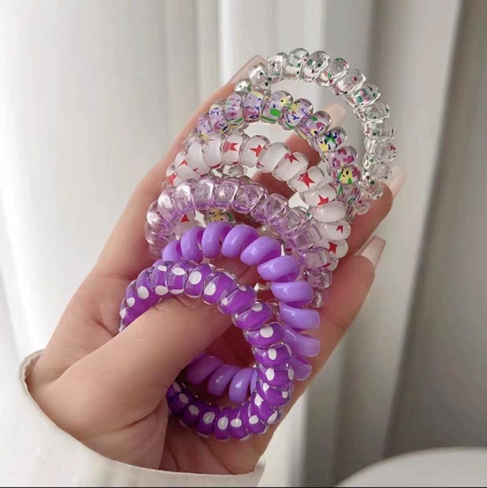 6pcs/set Gradient Telephone Wire Hair Tie Seamless Versatile Translucent Rubber Band Headwear Hair Accessories for Women