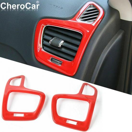 Red Interior Dash Side Air Vent Outlet Trim Cover Frame for Jeep Compass 2017-20