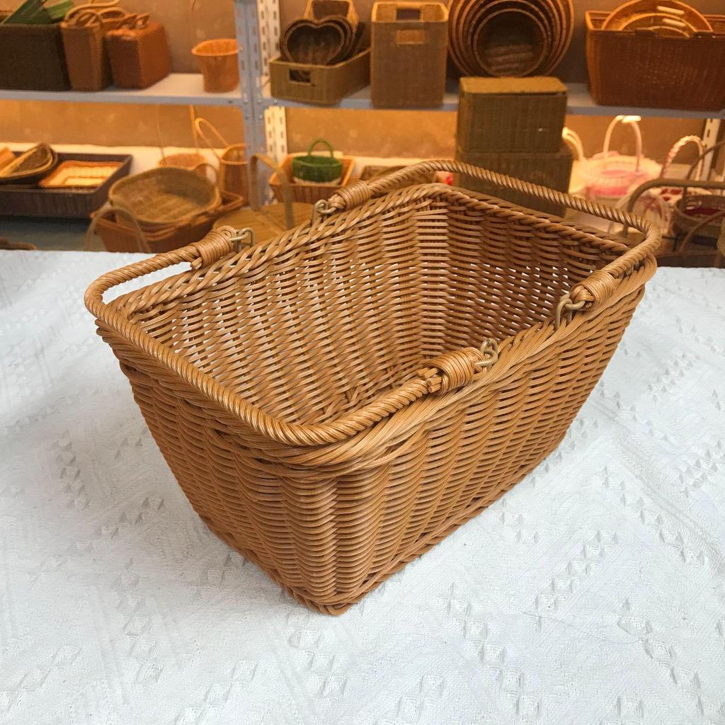 Imitation Rattan Weaving Basket: Handbag, Storage, Picnic, Supermarket, Fruit, and Vegetable Options