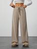 European & American Women's Solid Color Drawstring Waist Wide-Leg Pants