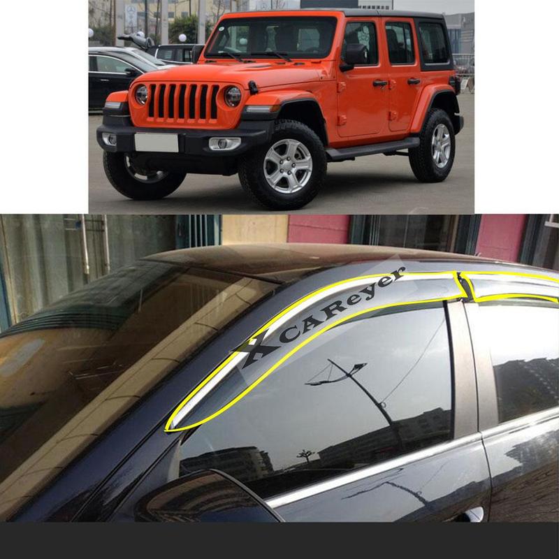 For Jeep Wrangler 2018 Car Body Styling Sticker Plastic Window Glass Wind Visor Rain/Sun Guard Vent Parts