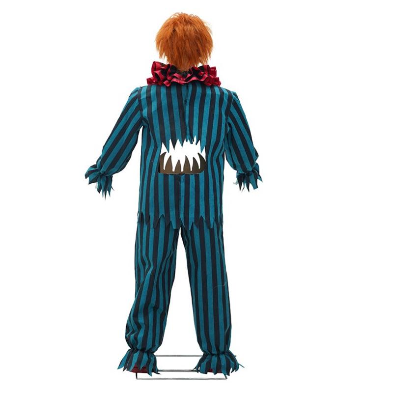 Hollow Out Joker Striped Terrifier Cosplay Costume, Pennywise Horror Mask Outfit