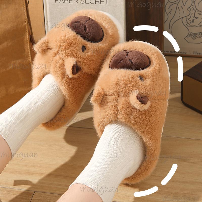 Fluffy Slippers Women Home Autumn Winter Casual Cartoon Design Shoes Girls Indoor Plush Slides Kawaii Flat Footwear