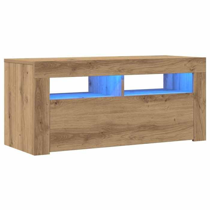 VidaXL Meuble TV avec lumières LED chêne artisanal bois d'ingénierie 856322