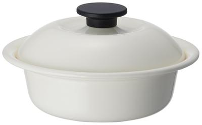 Noda Horo Heat Resistant Pot Enamel Gas Compatible Small Single Pot Ramen Udon Made In Japan Individual Pot Coconabe Milk White Fire/IH KO-19MW