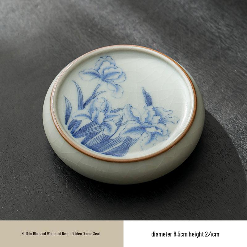 

Ретро Синяя и Белая Керамическая Подставка для Чая с Эффектом Кракелюра - Аксессуар для Чайного Набора Кунг-фу