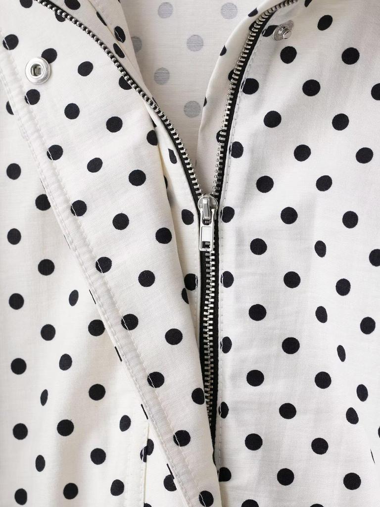 European American Women's Fashion Polka Dot Bubble Sleeve Jacket + Mini Shorts Set