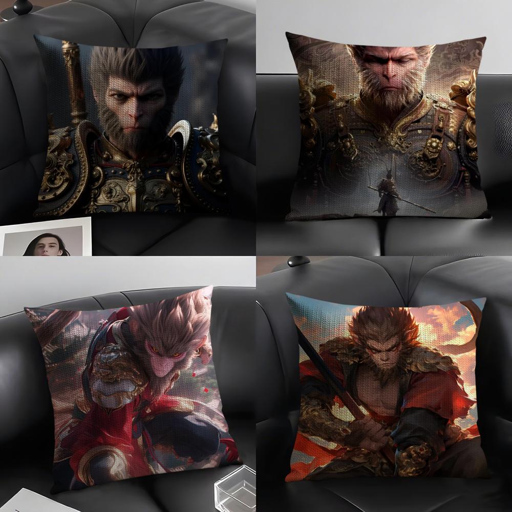 Journey to the West BBlack Myth Wukong Linen Cushion Covers For Decorative Sofa Home Pillows Case Car Chair Pillows Cases