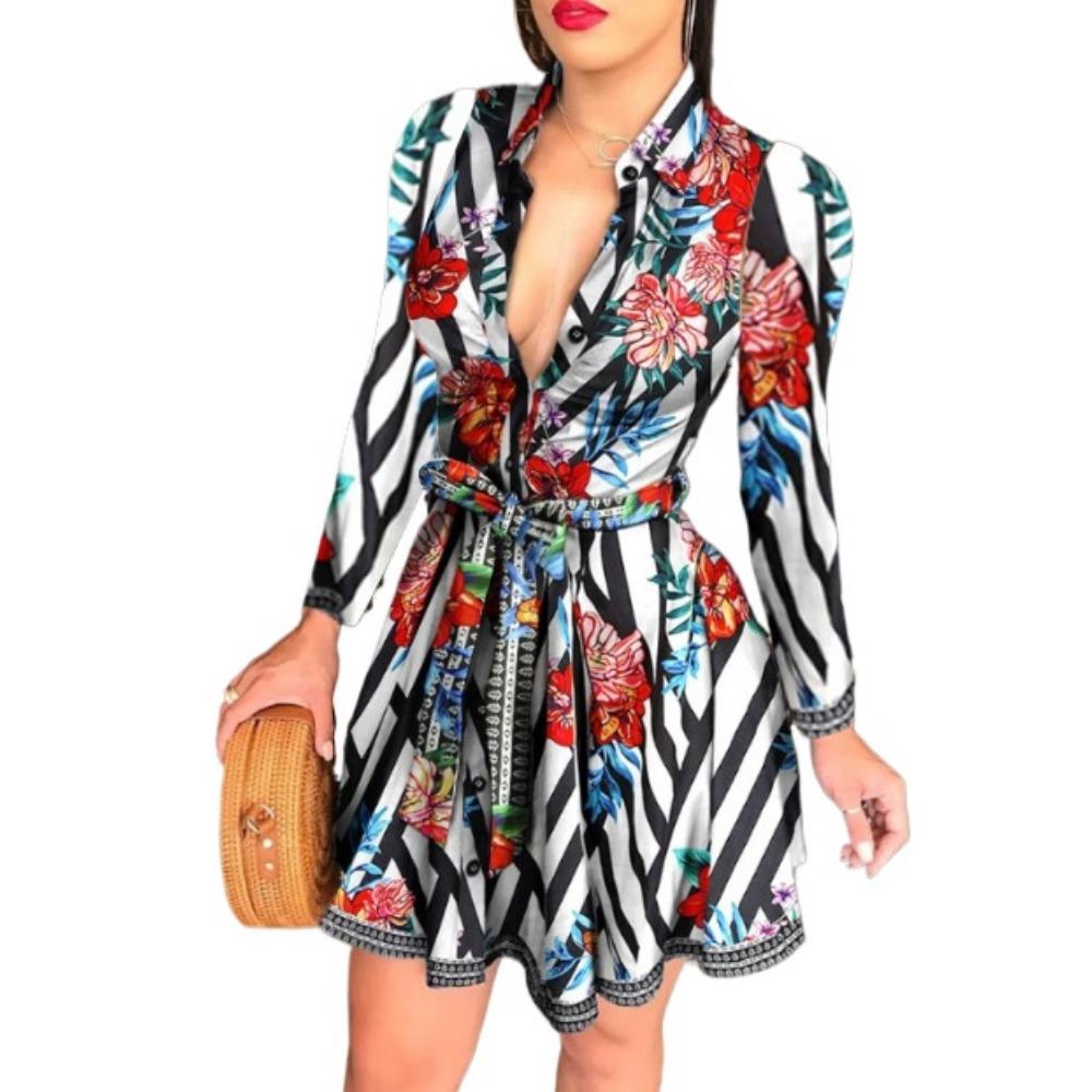 

GMXIA Женские модные летние весенние повседневные платья с длинным рукавом и воротником-поло XXL