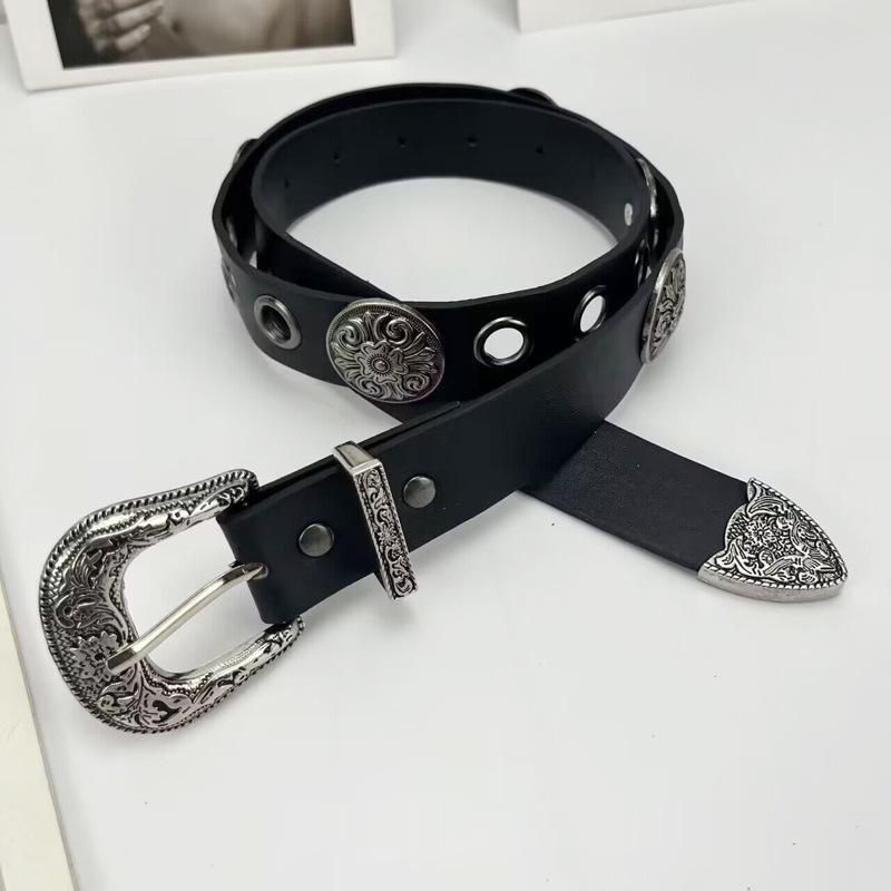 

Универсальный пояс в стиле ретро в этническом стиле для женщин, черный, креативный бронзовый узор, декоративный пояс в стиле панк из ивы