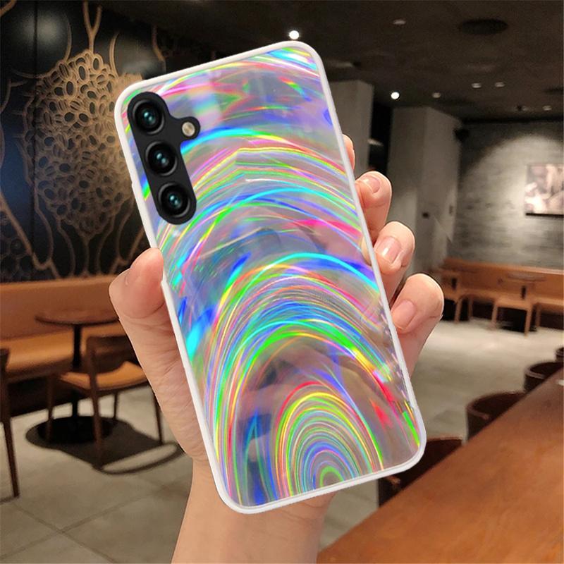 

Чехол для Samsung A04s, роскошный блестящий Радужный зеркальный чехол, мягкая задняя крышка из ТПУ для Samsung Galaxy A04s, galaxyA04s A04s, противоударные чехлы для телефонов Samsung Galaxy A04s серебряный