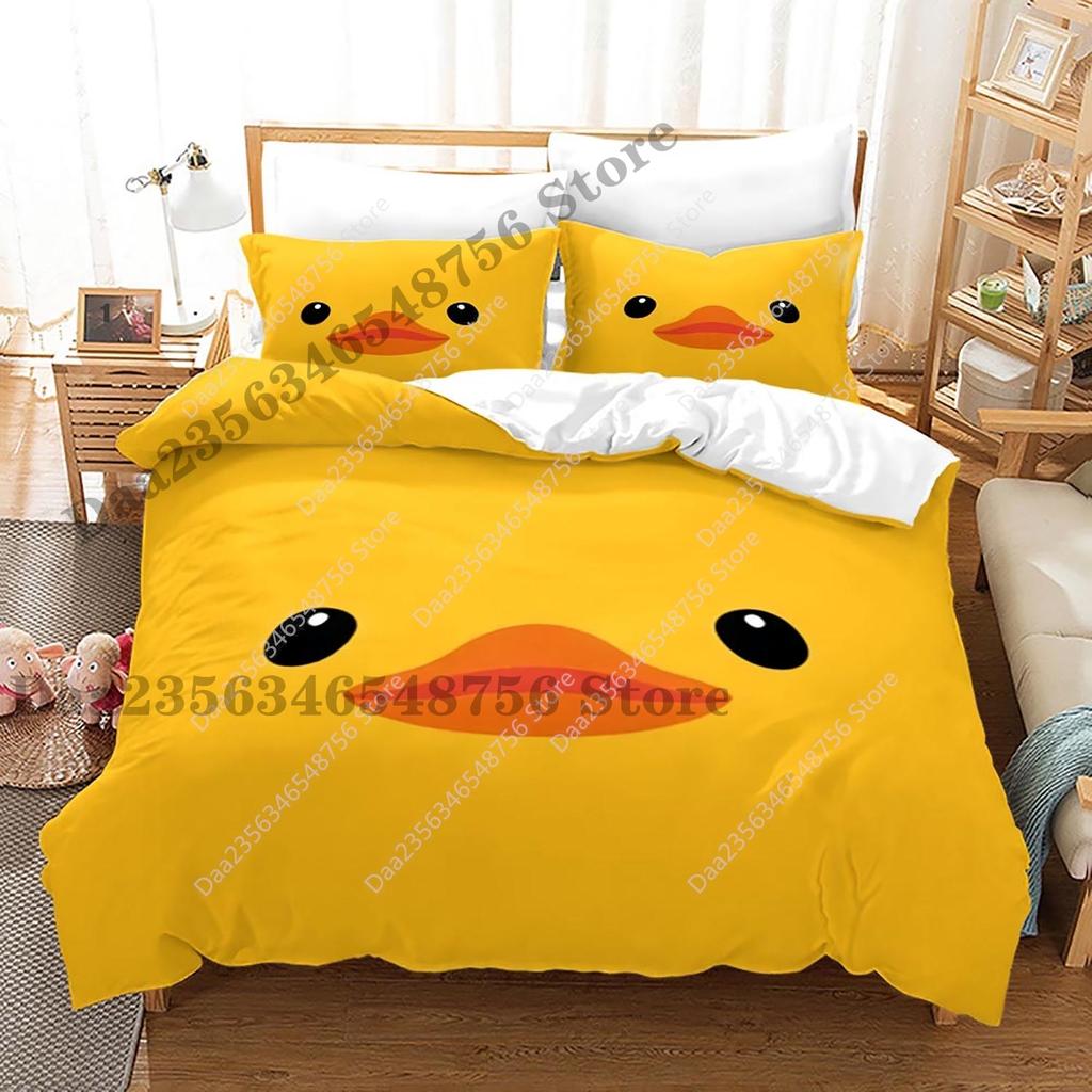 Comforter New Yellow Duck Bedding Set Single Twin Full Queen King Size Little Duck Bed Set Aldult Kid Bedroom Duvet Sets 3D Print 015