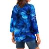 Damen Tops Dreiviertelärmel Shirt V-Ausschnitt Lockeres Freizeithemd Blumendruck T-Shirt