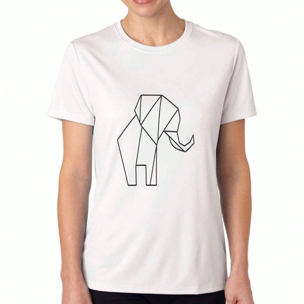 Geometric Elephant unisex's Cotton T Shirt, Premium Quality Print, Durable, Casual Fashion. Featuring A Minimalist Line Art Elephant Design For A Styl